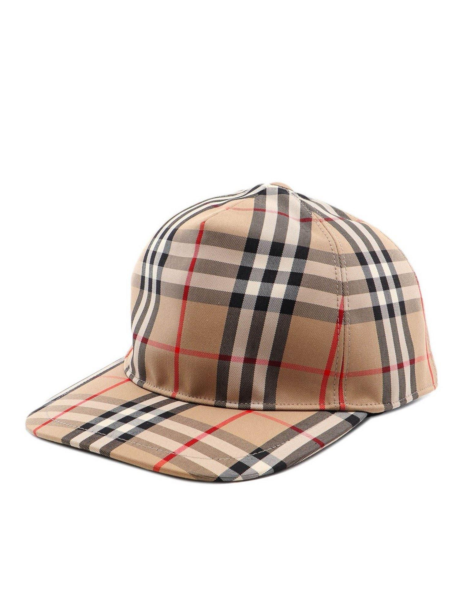 Burberry Vintage Check Cotton Blend Baseball Cap In Beige encequiconcerne Burberry Hat Mens