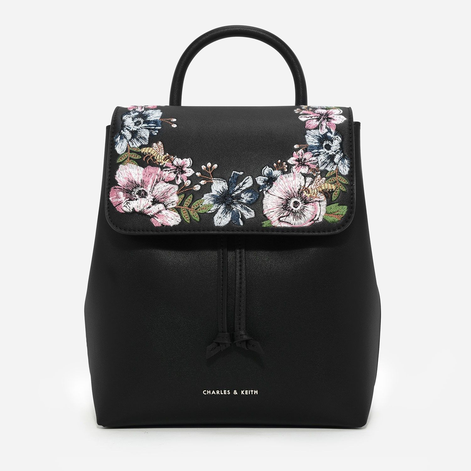 Charles &amp;amp; Keith Black Front Flap Backpack | Handpainted tout Charles And Keith Bags