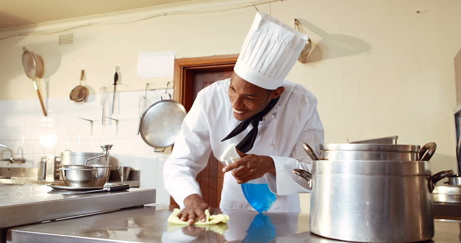 Chef Cleaning Work Surface In Stock Footage Video (100% avec Commercial Kitchen Cleaning In Wilmington