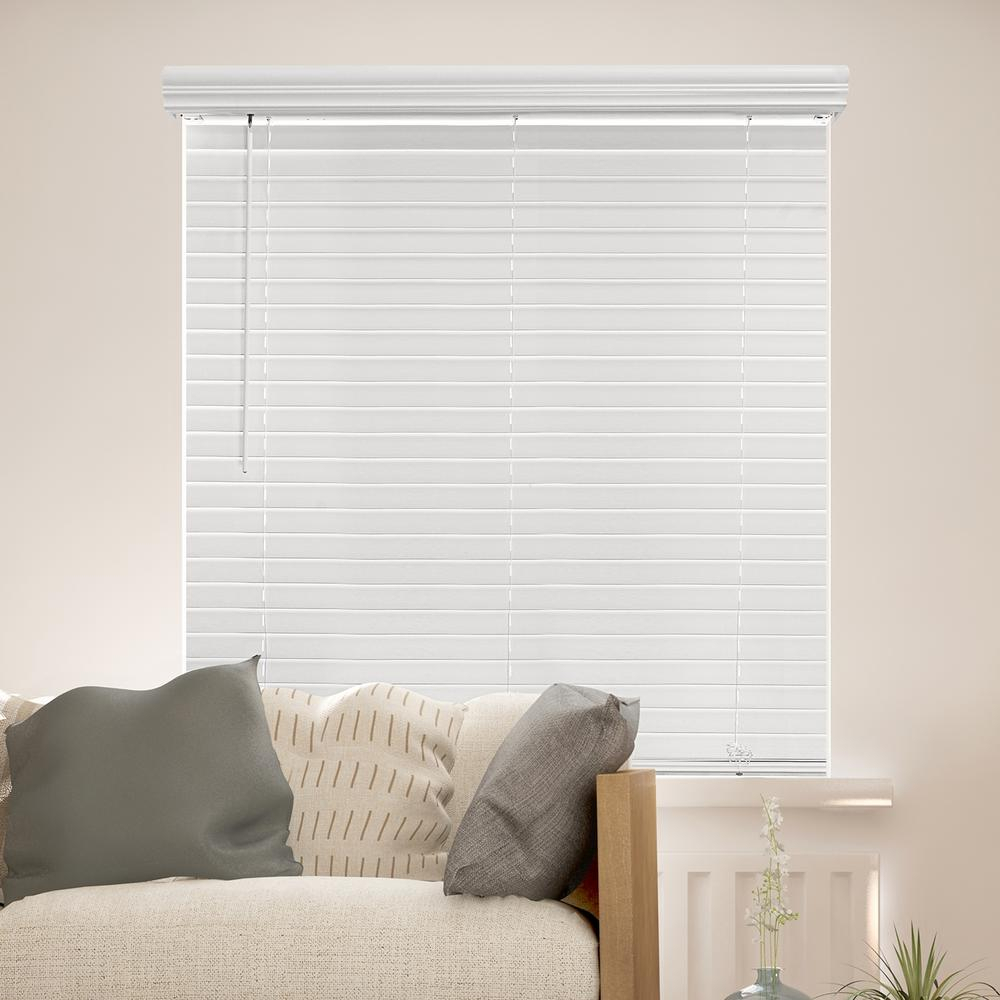 Chicology Cut-To-Width White Cordless 2 In. Slat Faux Wood tout Cordless Blinds