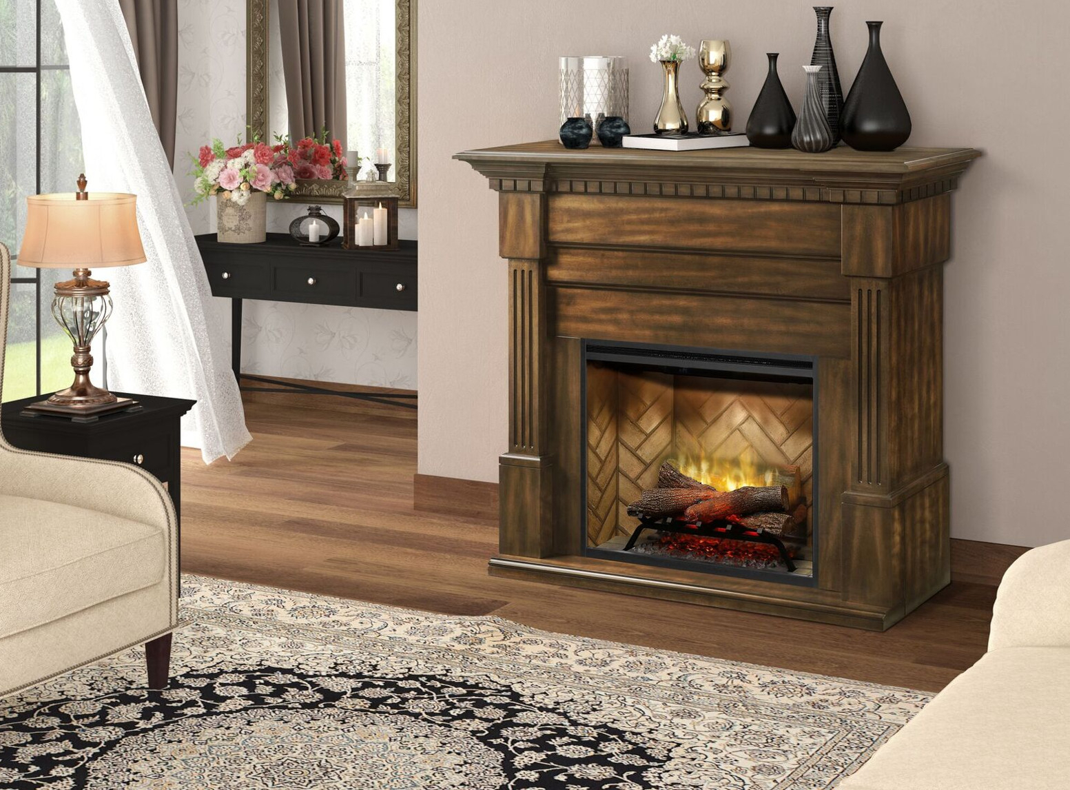 Christina Burnished Walnut Dimplex Mantel And Revillusion intérieur Dimplex Corner Fireplace