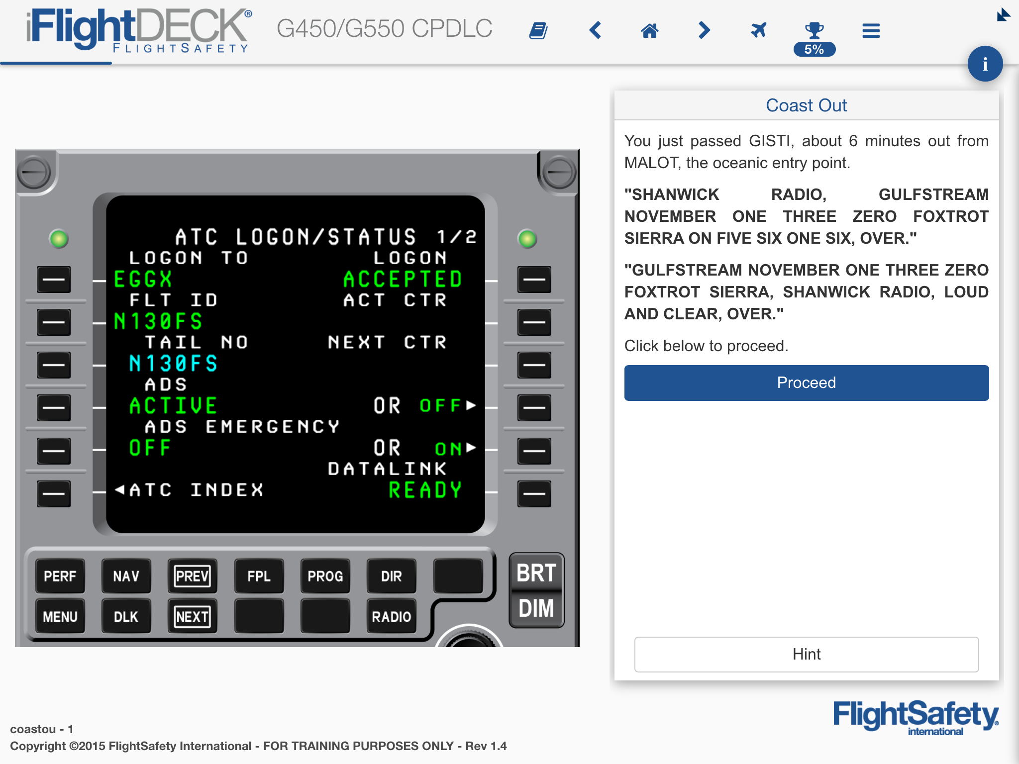 Cpdlc G450/550 With Iflightdeck - Flightsafety International dedans Pbcs Training Courses