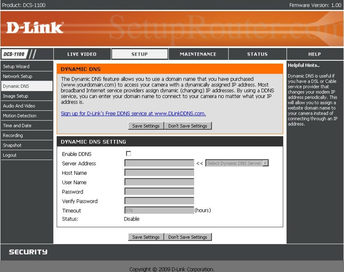 Dlink Dcs-1100 Screenshot Dynamic Dns destiné What Is A Dynamic Ip