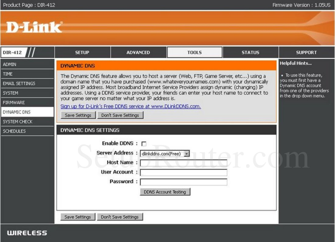 Dlink Dir-412 Screenshot Dynamic Dns concernant Static Ip Via Dyn-Dns