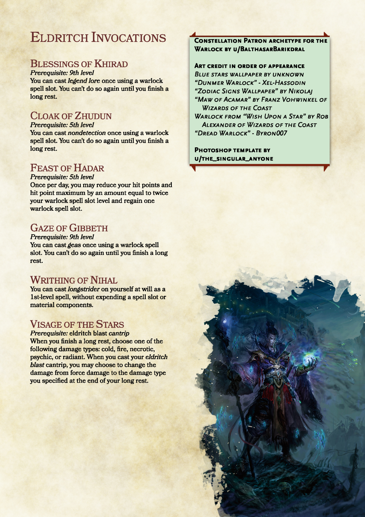 Dnd 5E Homebrew — Constellation Patron Warlock By tout Ua Classes 5E