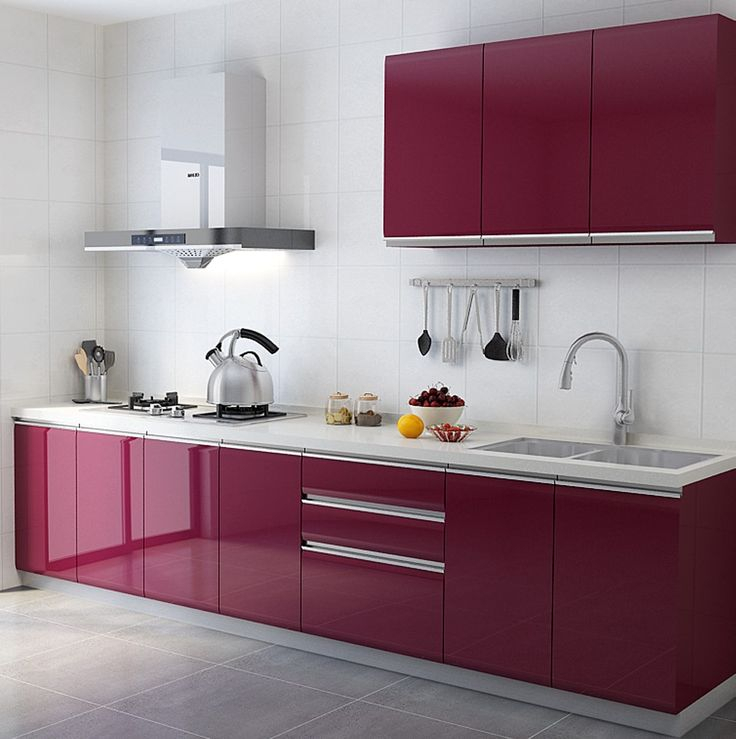 Glossy Red Melamine Lacquer. | Kitchen Appliances Design concernant Red Modular Kitchen