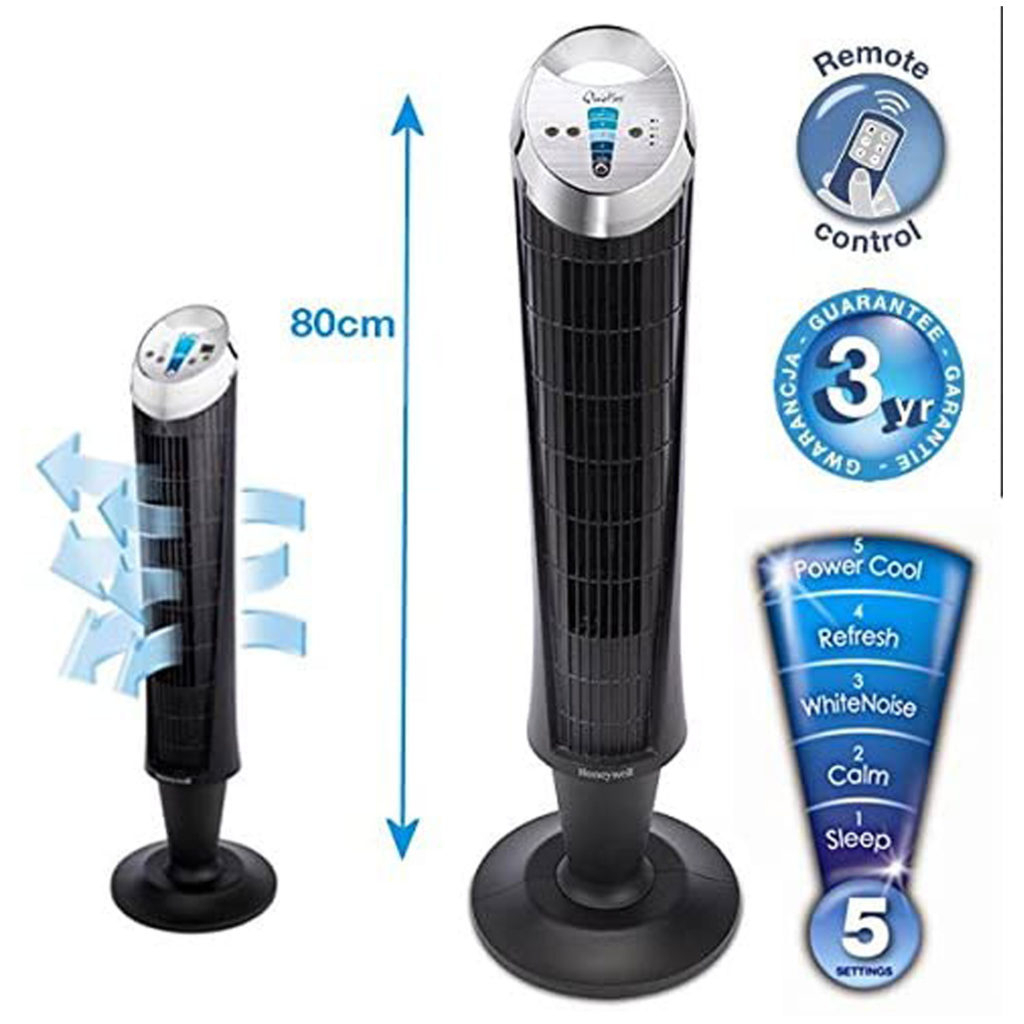 Honeywell Quiet Set Tower Fan With Remote Control - Black concernant Honeywell Tower Fan With Remote