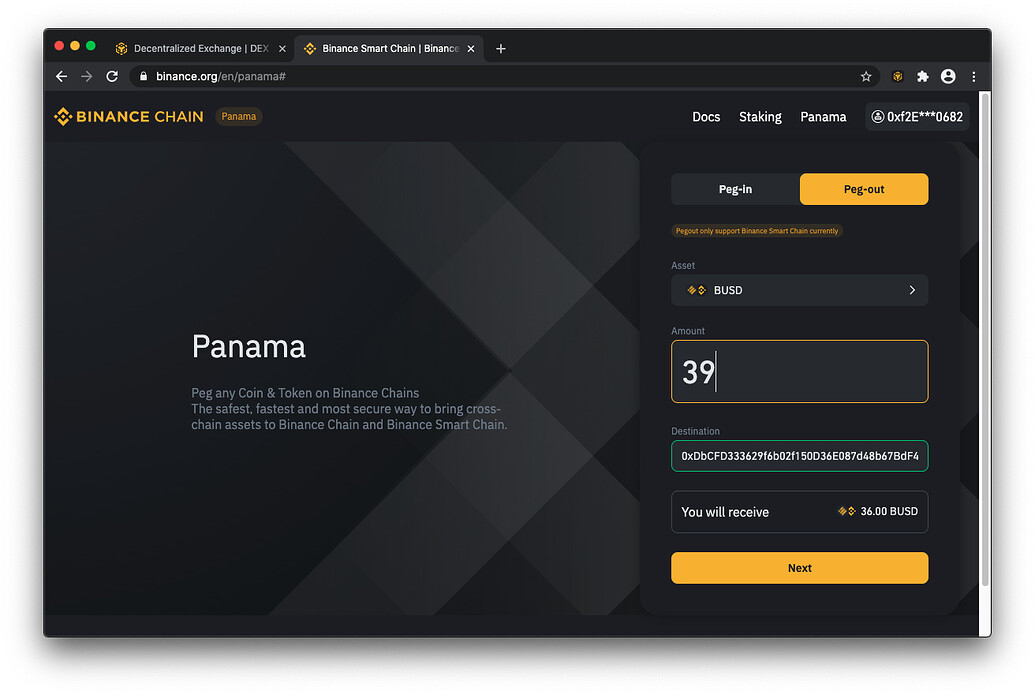 How To Peg-Out Tokens From Binance Smart Chain - Basics tout Binance Chain Wallet