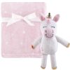 Hudson Baby Boy And Girl Plush Blanket And Toy, Pink tout Walmart Unicorn Blanket