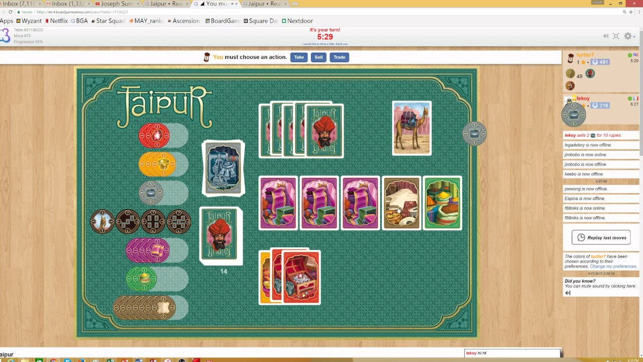 Jaipur Board Game Arena Gameplay With Commentary Turtler7 encequiconcerne Boardgamearena