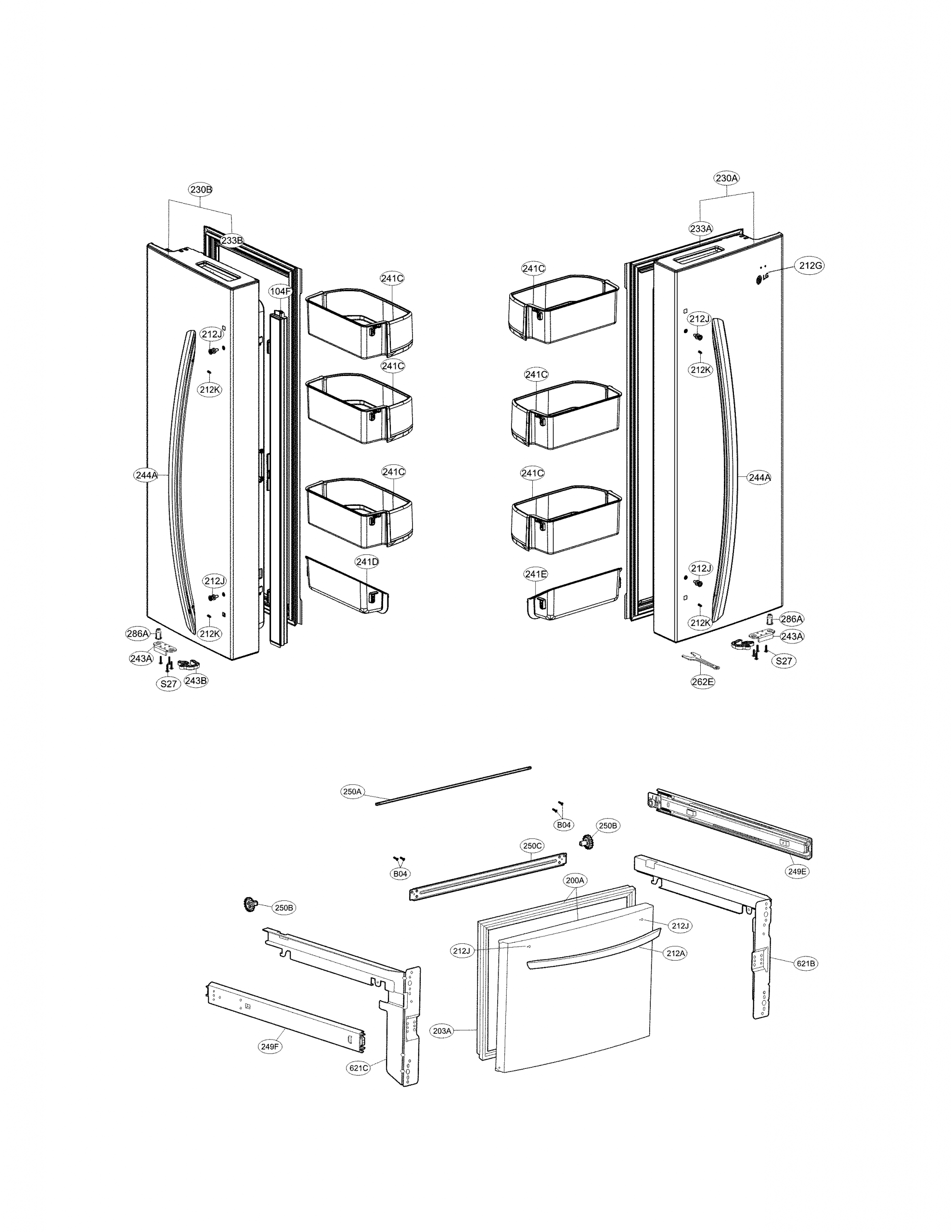 Lg Model Lfcs22520S/00 Bottom-Mount Refrigerator Genuine Parts dedans Lg Refrigerator Parts