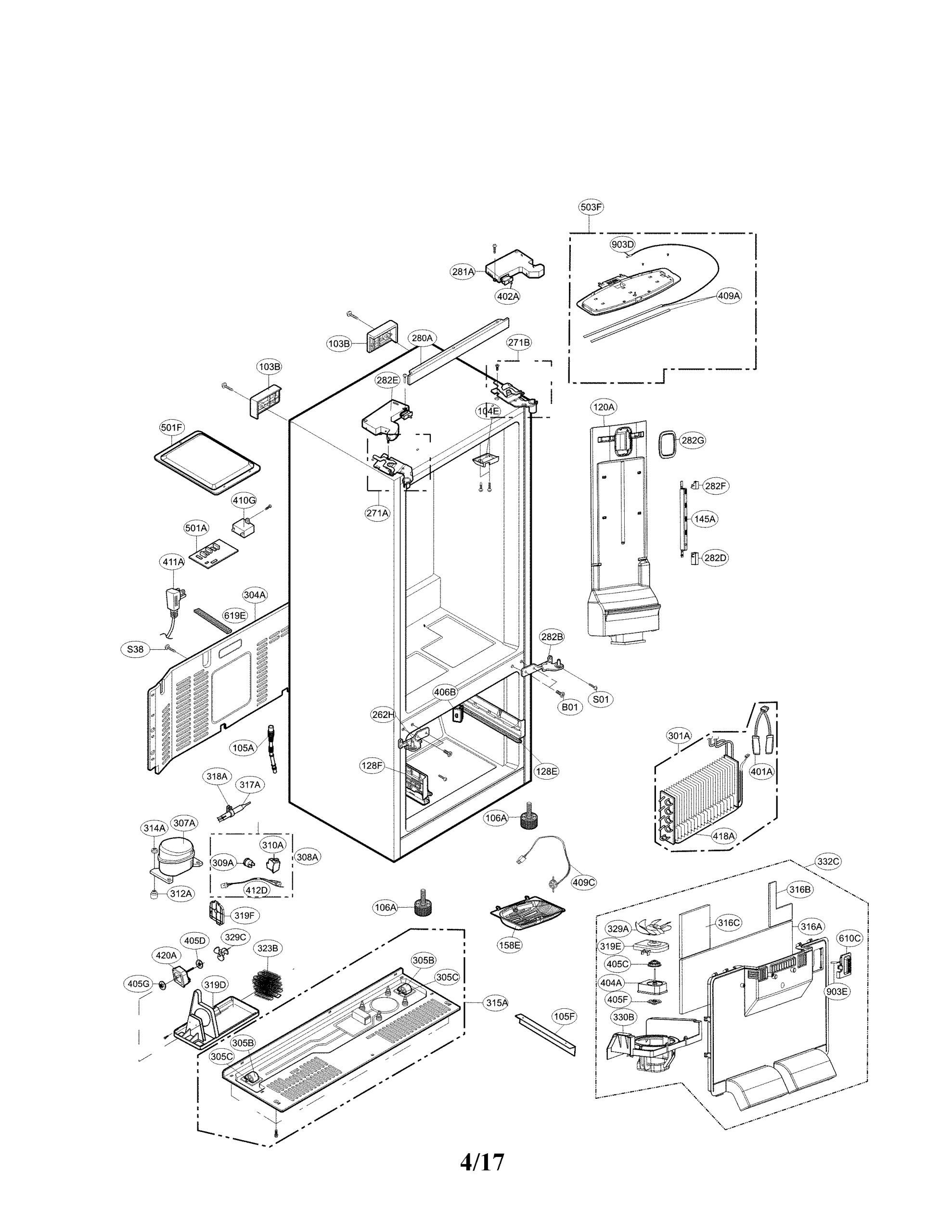 Lg Model Lfcs22520S/00 Bottom-Mount Refrigerator Genuine Parts destiné Lg Refrigerator Parts