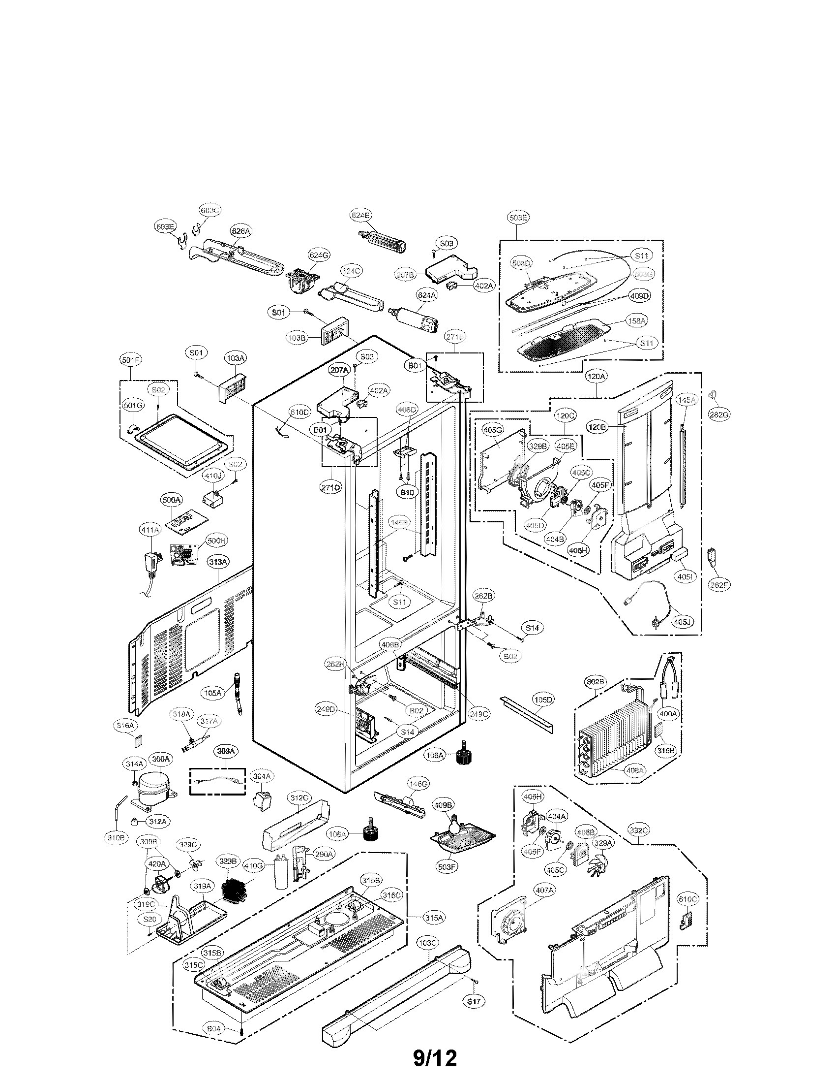 Lg Model Lfx25978Sw/01 Bottom-Mount Refrigerator Genuine Parts concernant Lg Refrigerator Parts