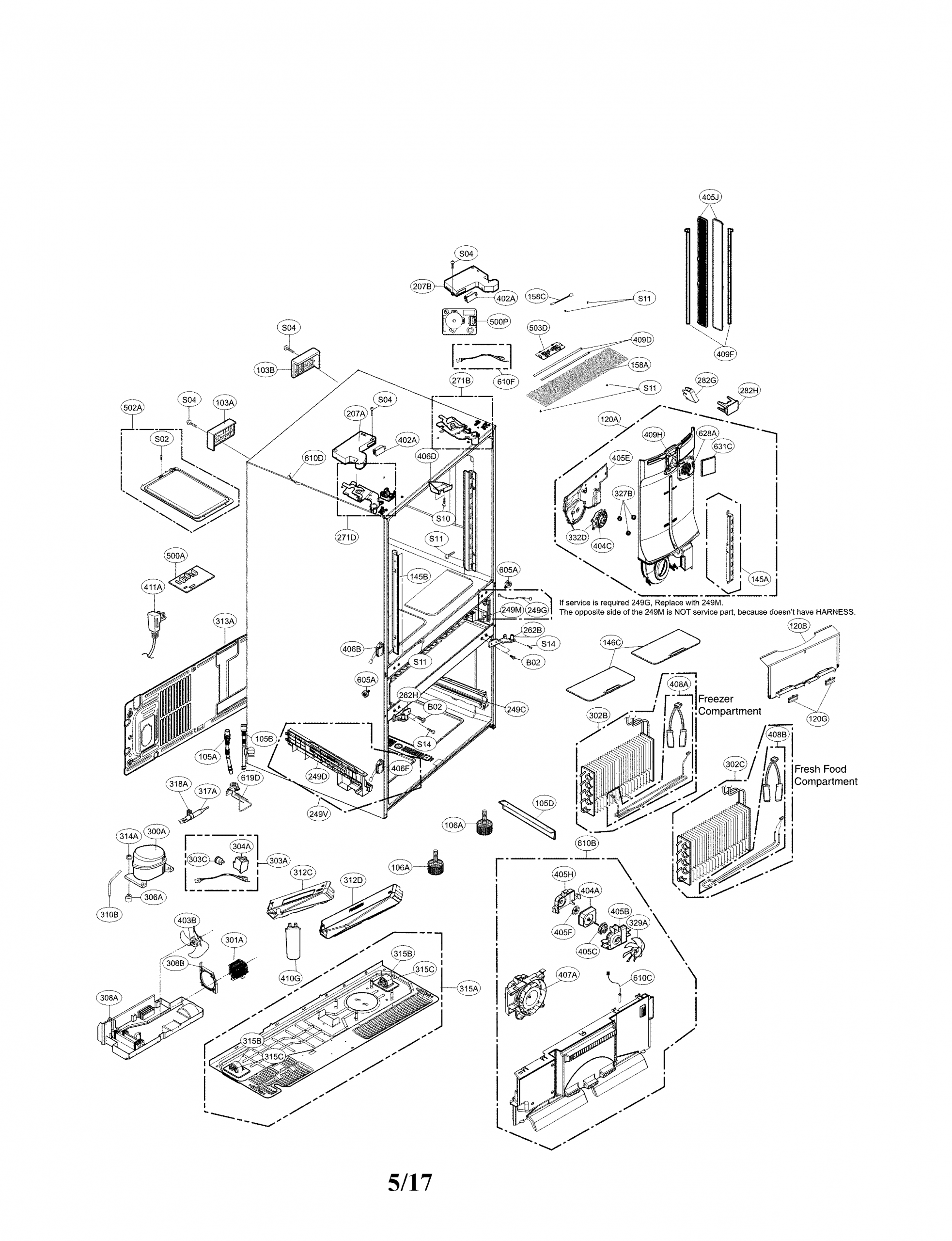 Lg Model Lmxs30776S/00 Bottom-Mount Refrigerator Genuine Parts dedans Lg Refrigerator Parts