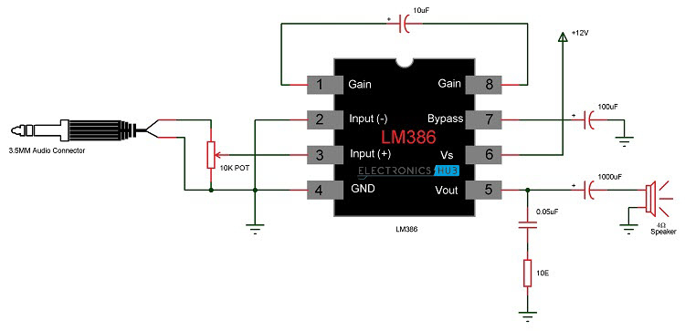 Lm386 Audio Amplifier Circuit serapportantà Video Amplifier Ics