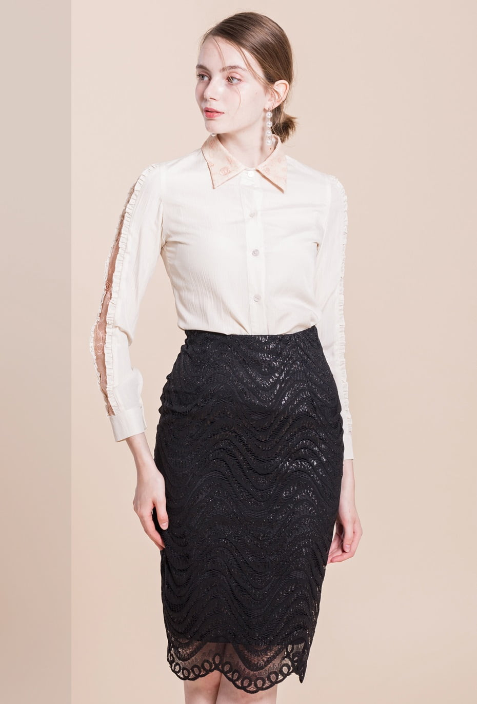 Lucy Black Lace Vintage Pencil Skirt | Vintage Clothing pour Vintage Skjørt