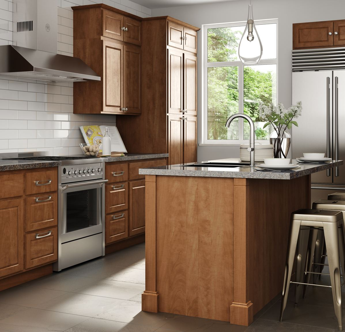 Madison Base Cabinets In Cognac - Kitchen - The Home Depot intérieur Home Depot Kitchen Cabinets