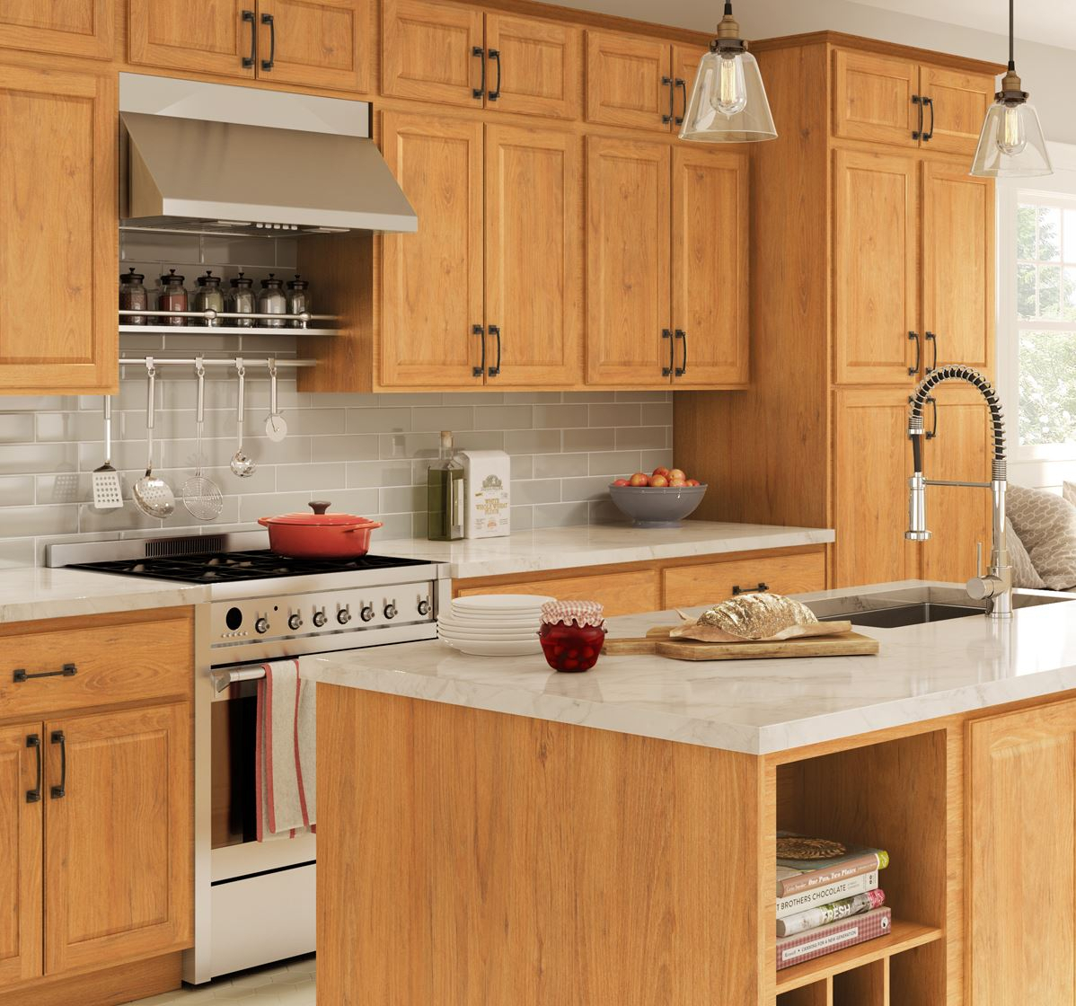 Madison Pantry Cabinets In Medium Oak - Kitchen - The Home pour Home Depot Kitchen Cabinets