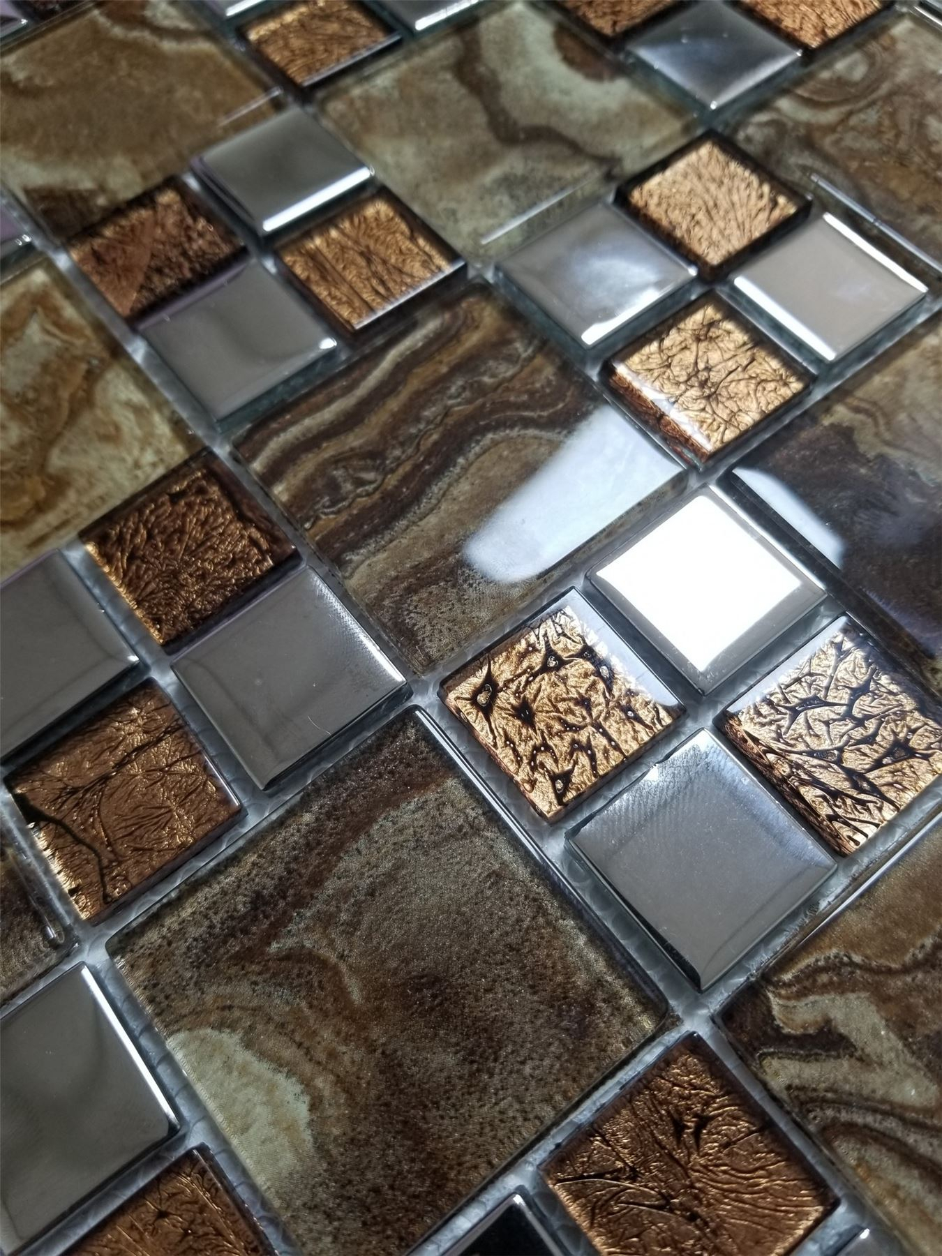 Marble Steel Crystal Glass Square Mosaic Tiles Sheet Walls tout Mosaic Tile Floor