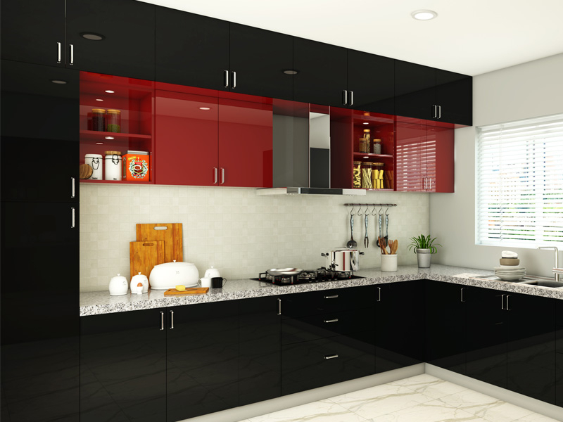 Modular Kitchen Designs With Prices | Homelane serapportantà Red Modular Kitchen