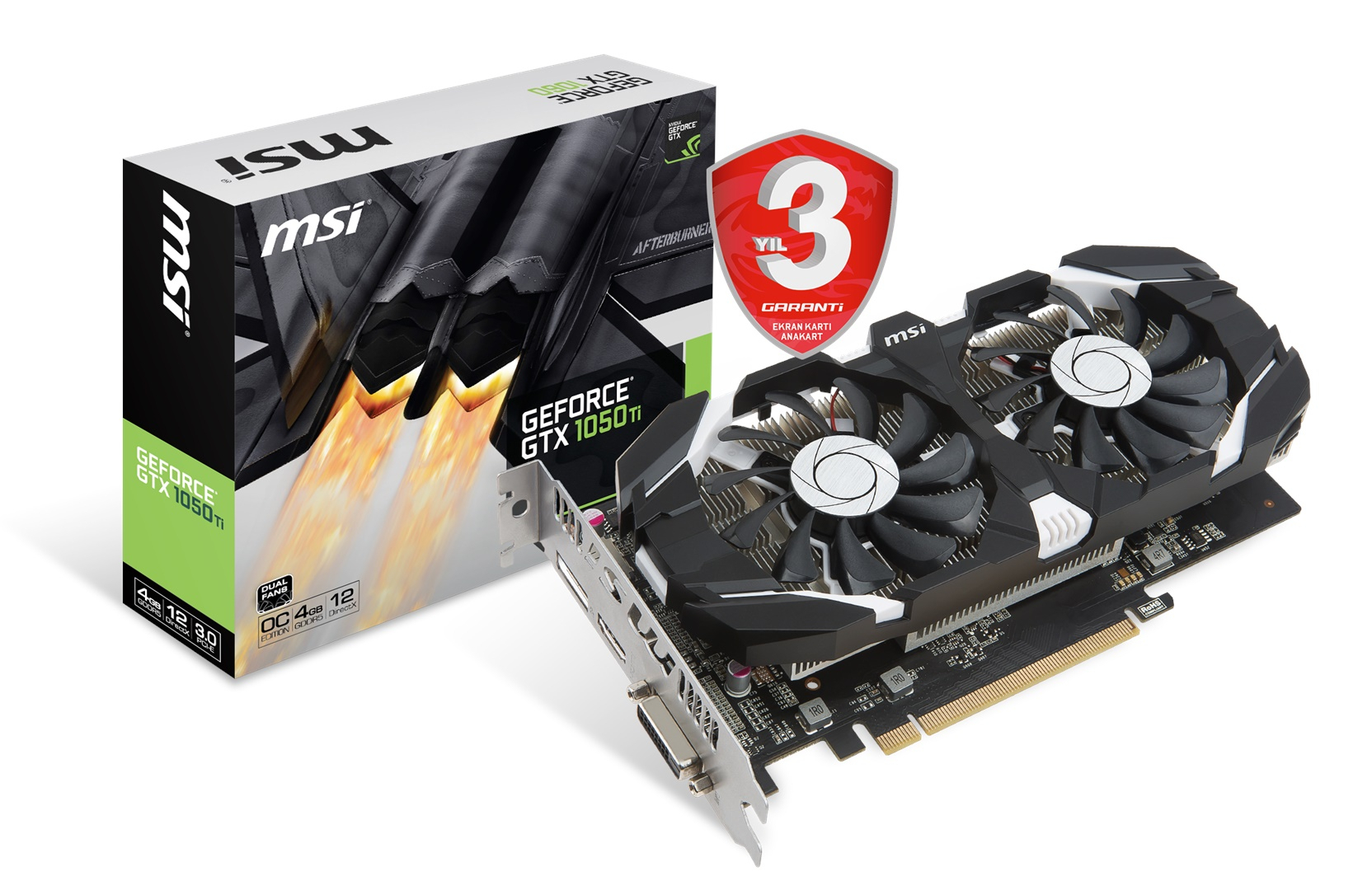 Msi Geforce Gtx 1050 Ti 4Gt Oc 4Gb Gddr5 128 Bit Ekran avec 1050 Ti Ekran Kartı