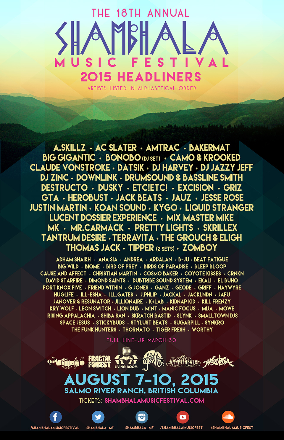 Official Shambhala Festival 2015 Lineup!!!! - Beatmaps tout Beatmaps