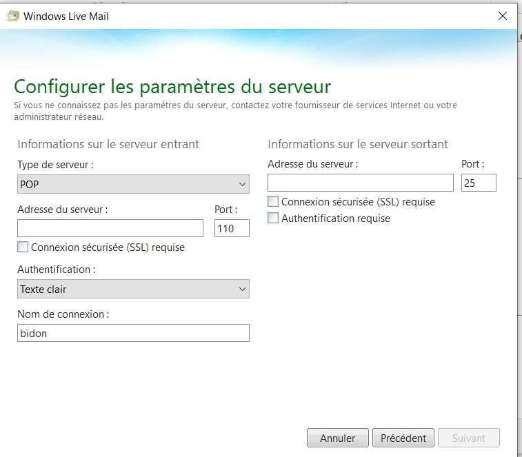 Paramétrage De Ma Boite Mail Dans Windows Live Mail à Ovh Webmail