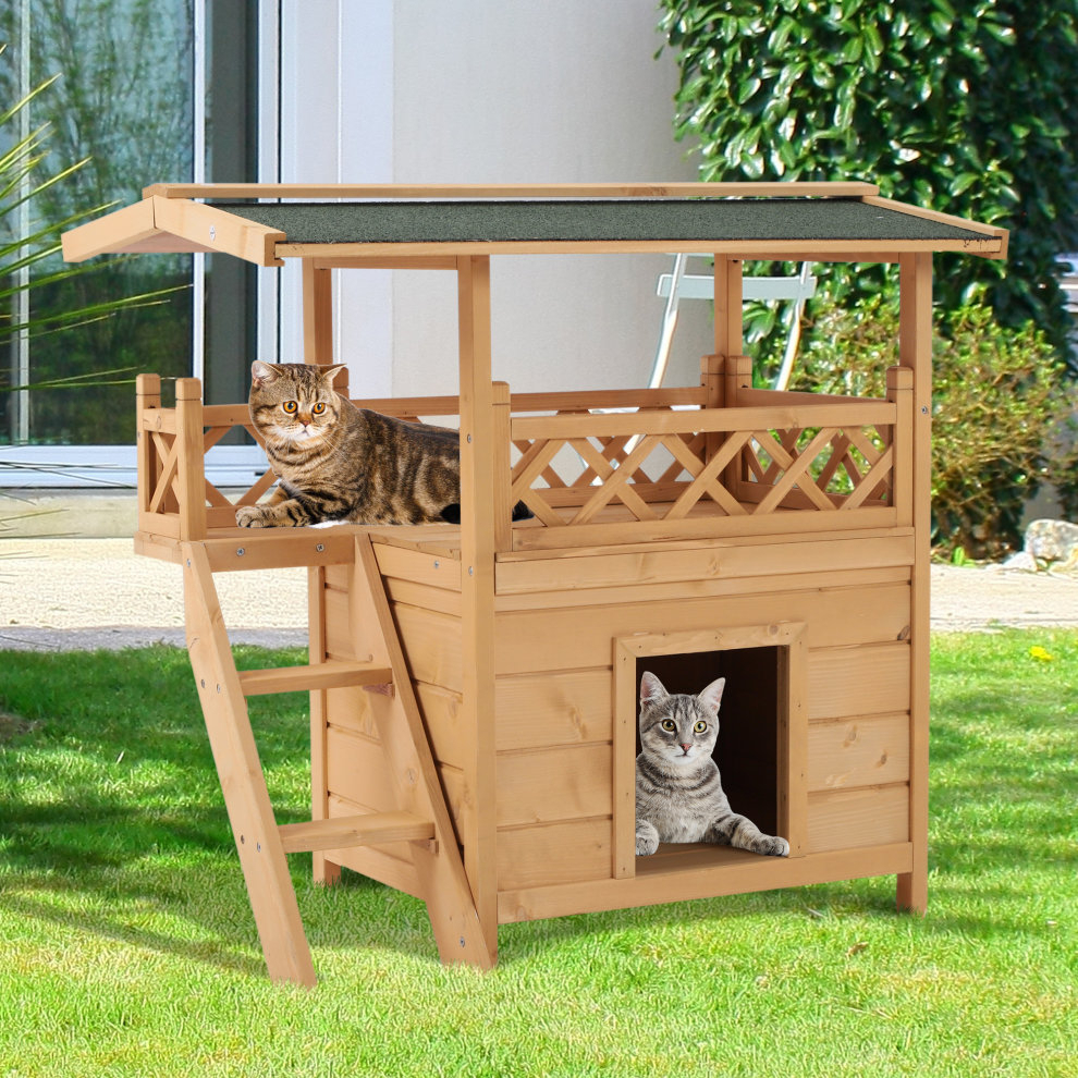 Pawhut Cat House Puppy Pet Home Outdoor Garden Roof avec Pawhut