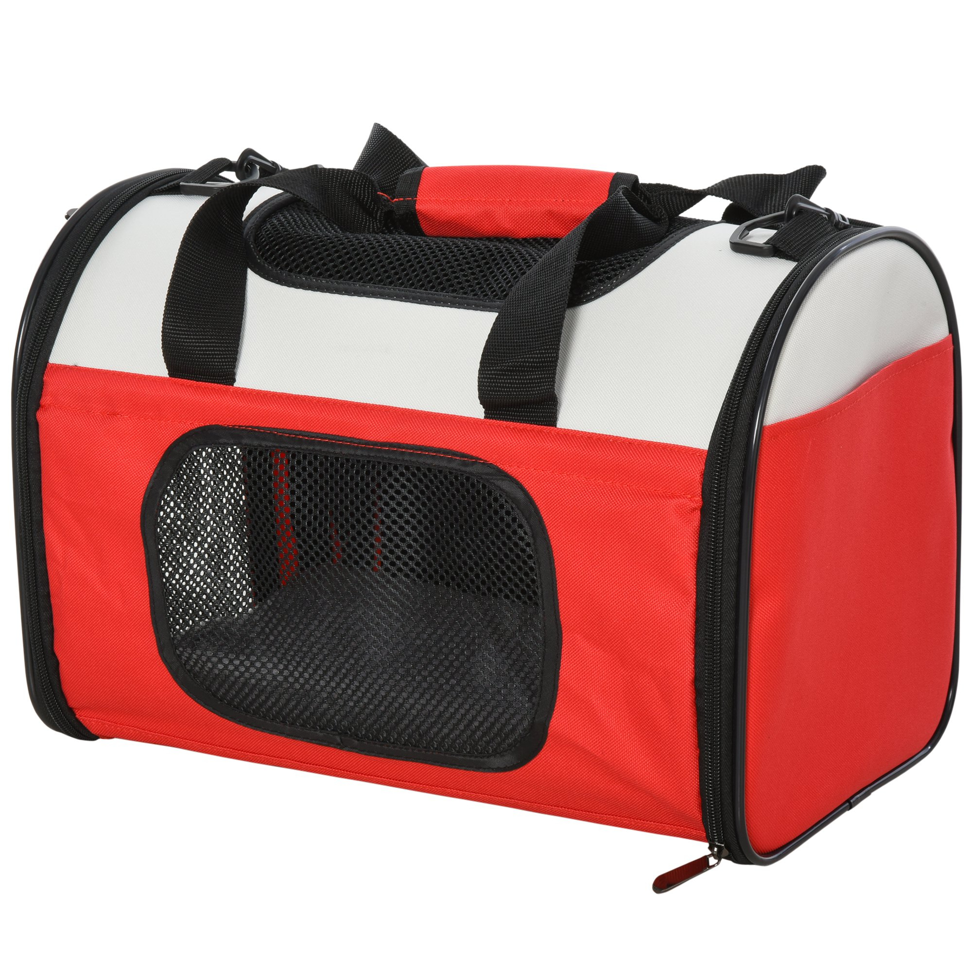 Pawhut Polyester Net Expandable Small Pet Carrier Red encequiconcerne Pawhut