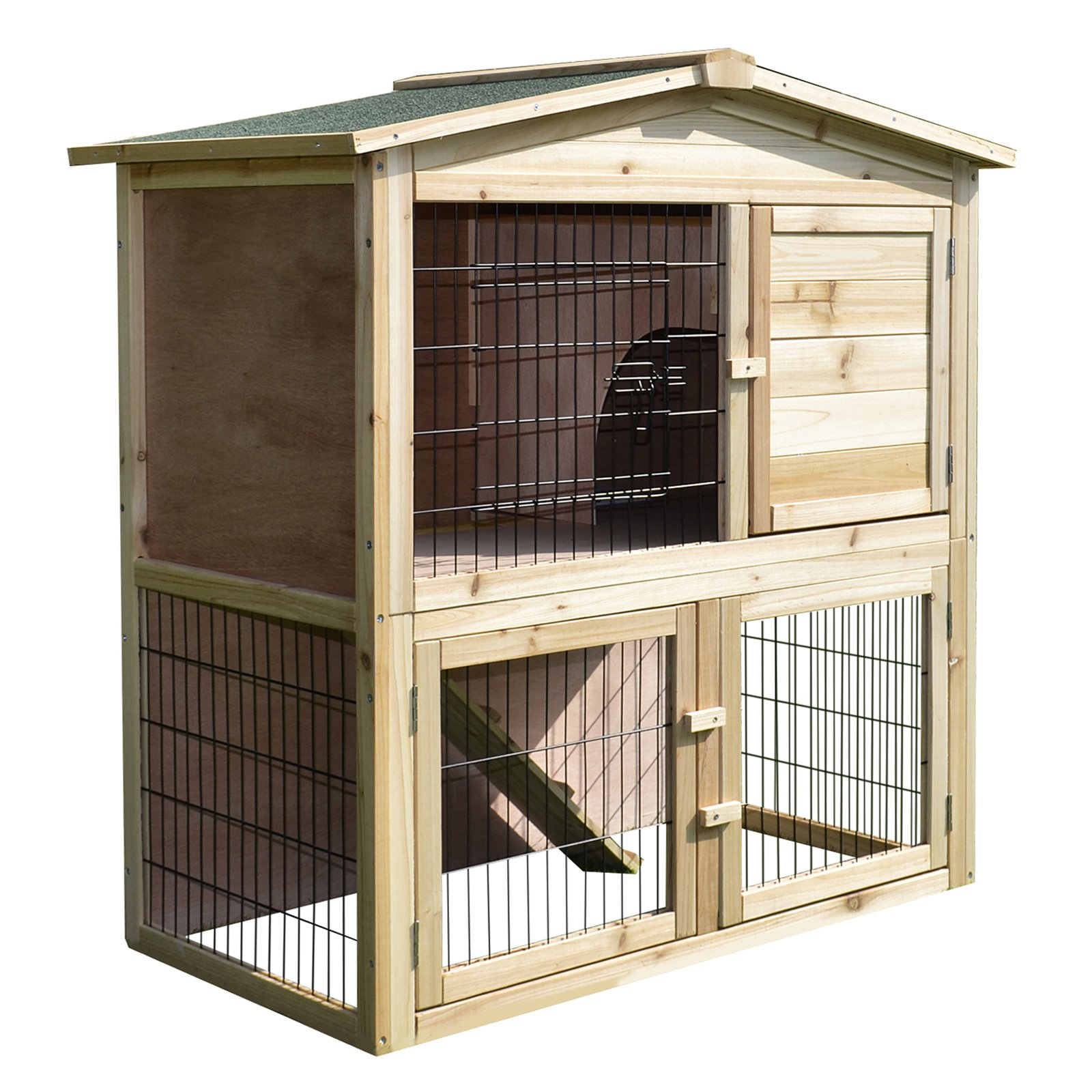 Pawhut Rabbit Hutch, 98Lx54Wx100H Cm, Fir Wood | Aosom Uk tout Pawhut