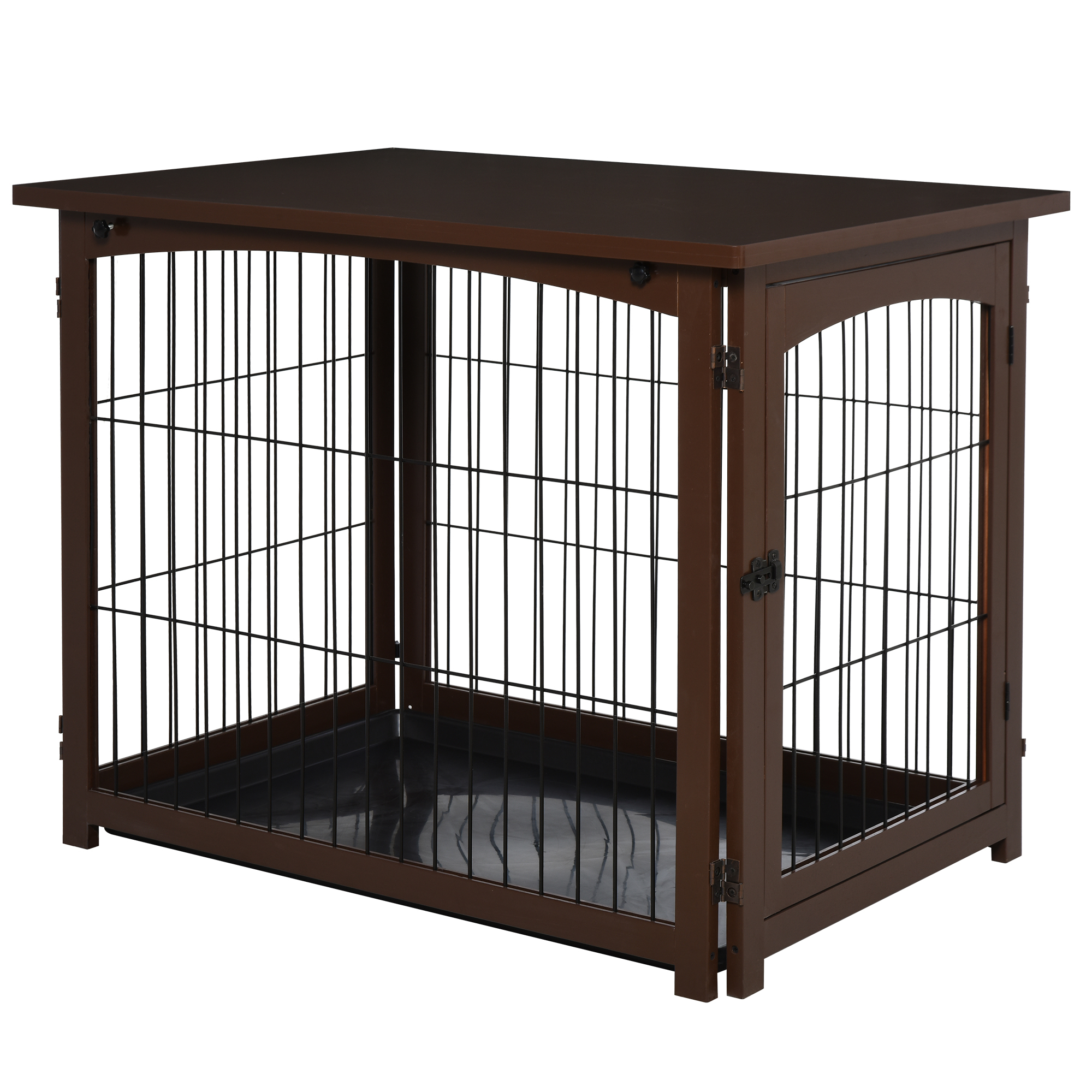 Pawhut Wooden Decorative Dog Cage Pet Crate Fence Side avec Pawhut