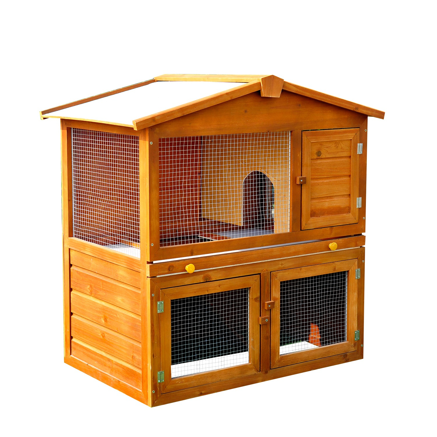 Pawhut Wooden Rabbit House Hutch Size 93.5X55X98 Cm Guinea avec Pawhut