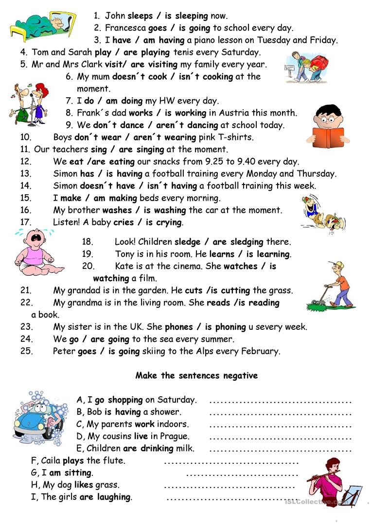 Present Simple And Continuous - English Esl Worksheets For à Present Simple Exercises