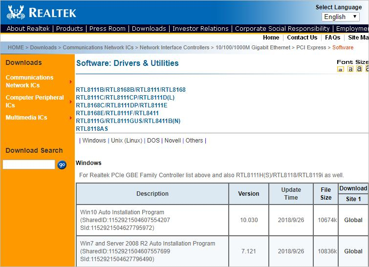 Realtek Pcie Gbe Family Controller Driver Update Windows destiné Realtek Pcie Gbe Family Controller Drivers