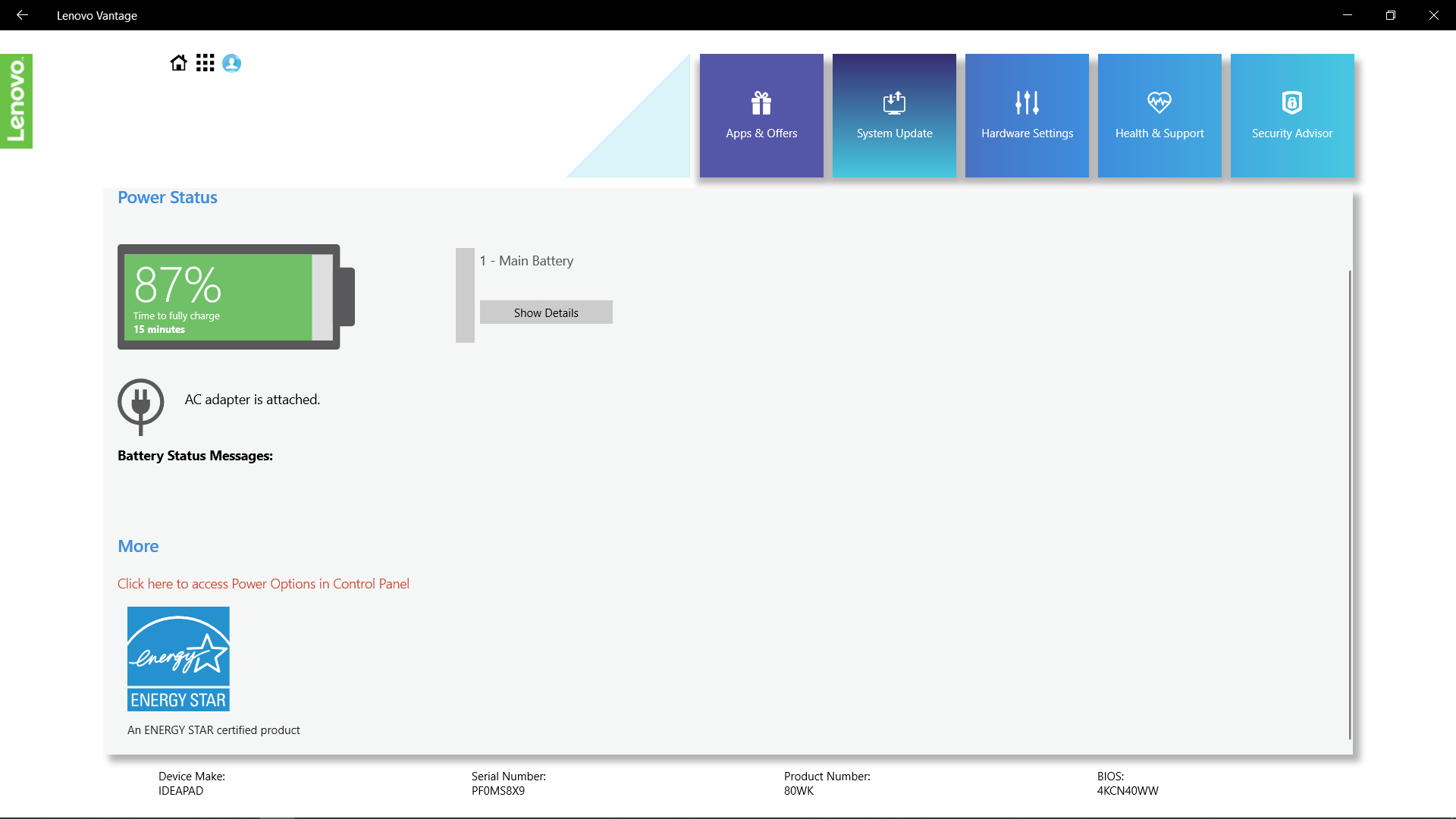 Several Options In Lenovo Vantage Is Missing! Please Help pour Lenovo Vantage