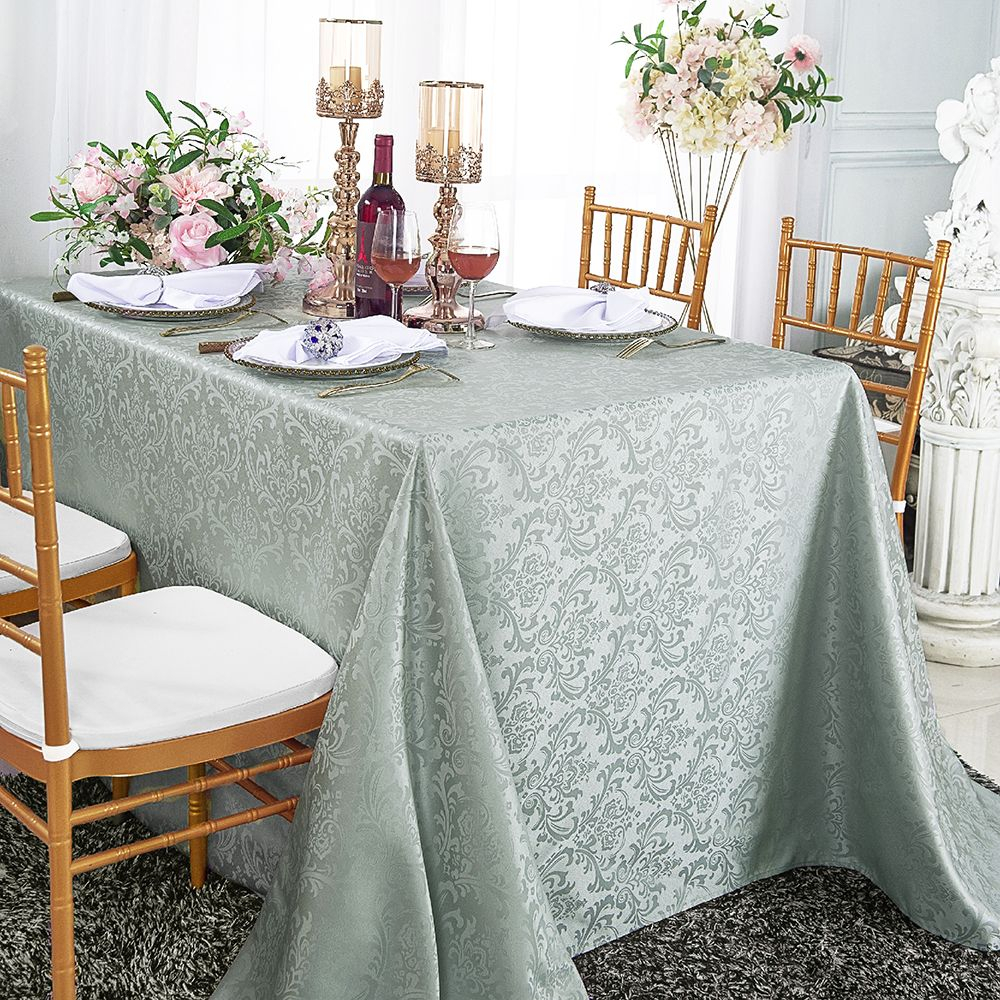 Silver Rectangular Damask Jacquard Tablecloths 90 X 132 pour Rectangle Tablecloth