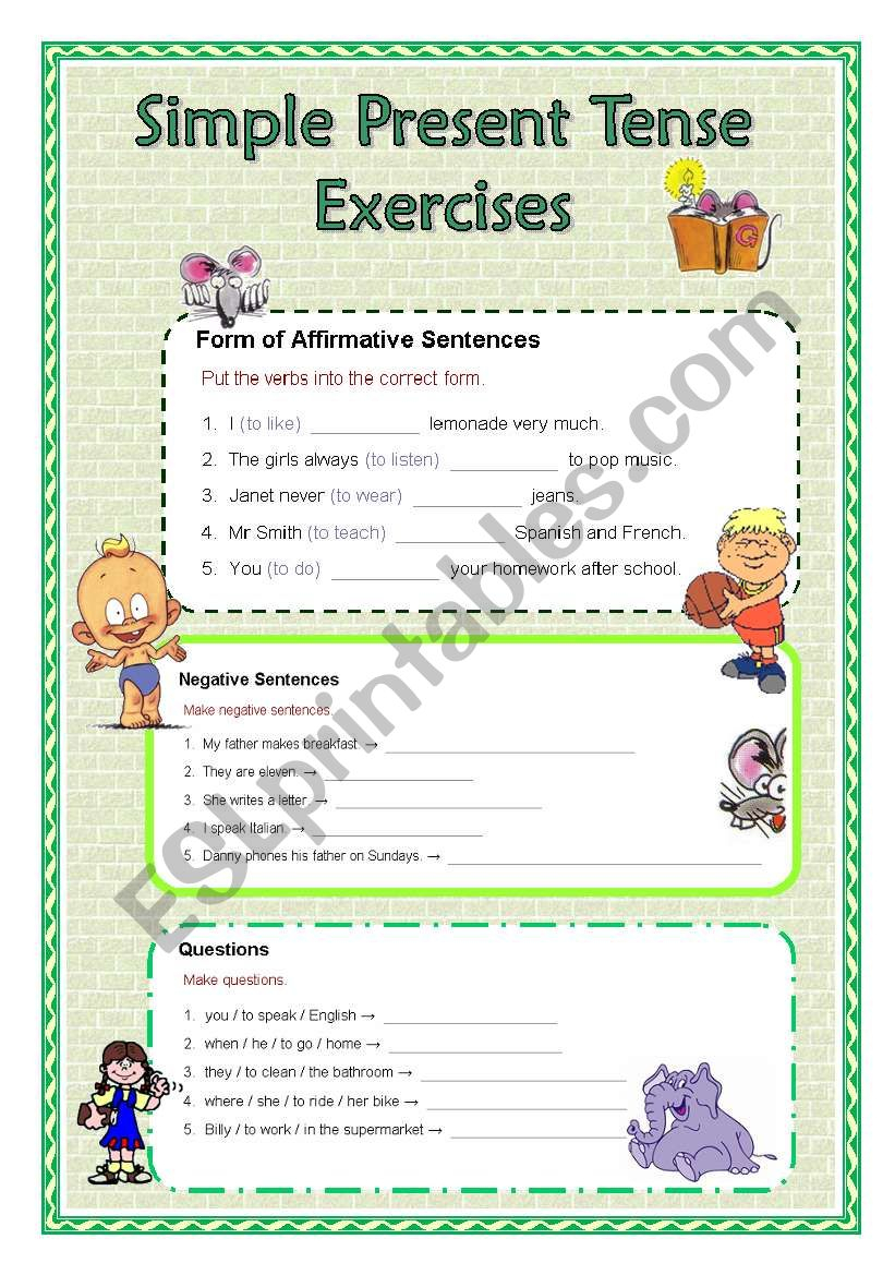 Simple Present Tense Exercises - Esl Worksheet By Janaj4491 avec Present Simple Exercises