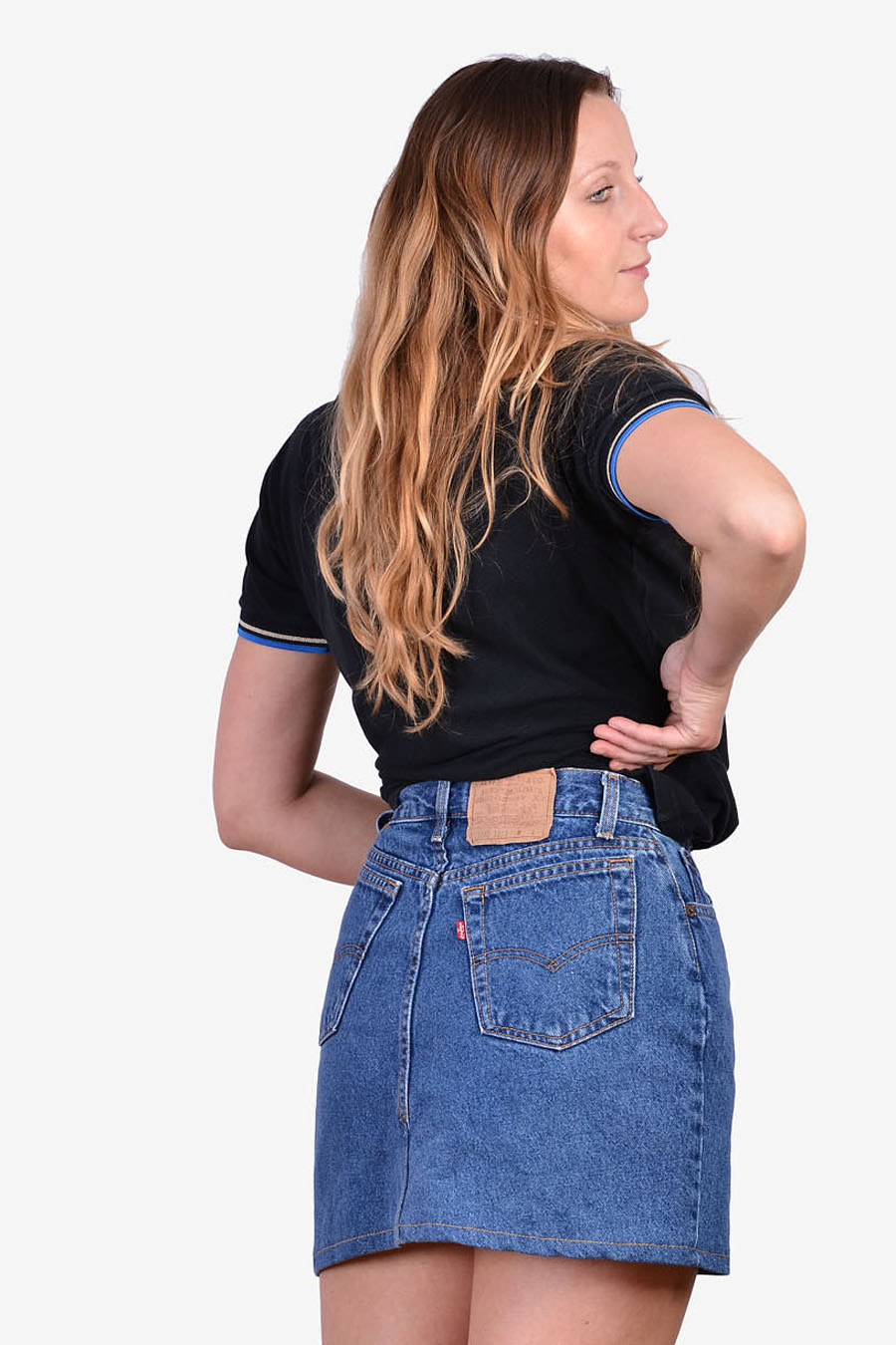 Vintage Levi&amp;#039;S High Waisted Denim Mini Skirt | Size 10 à Vintage Skjørt