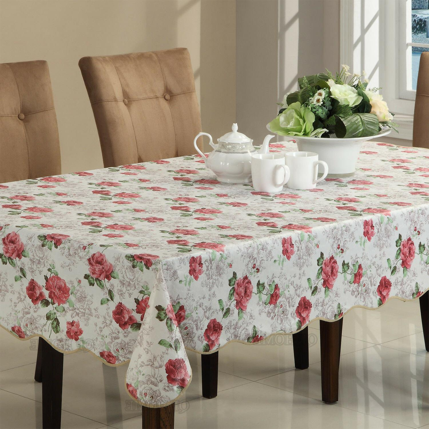 Water Resistant Tablecloth Rectangle Floral Table Cover destiné Rectangle Tablecloth