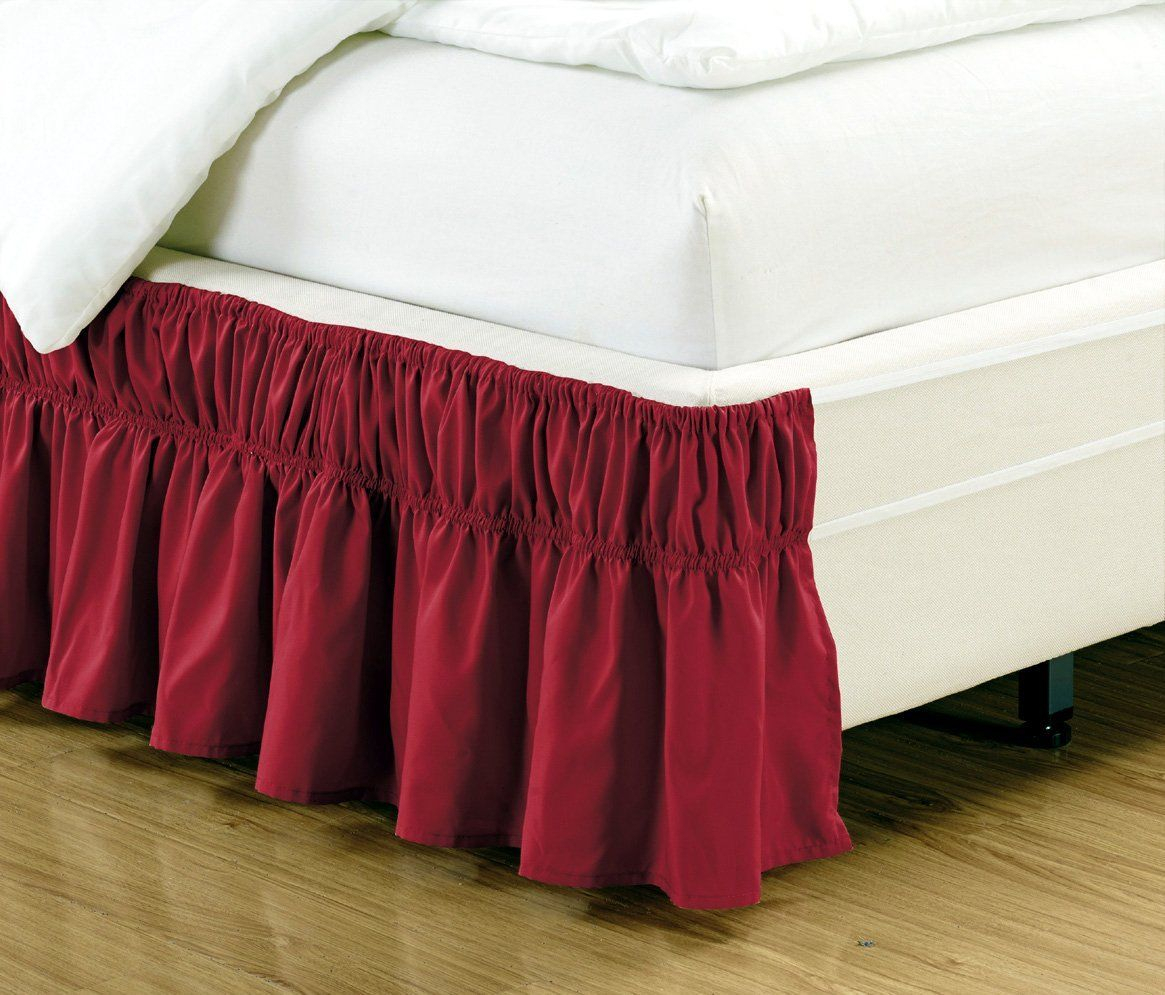 Amazon: Wrap Around Style Burgundy Ruffled Solid Bed pour Wrap Around Bed Skirt