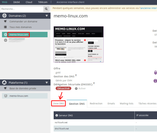 Associer Une Ip Serveur À Une Entree Dns Personnalisée Ovh encequiconcerne Ovh Manager