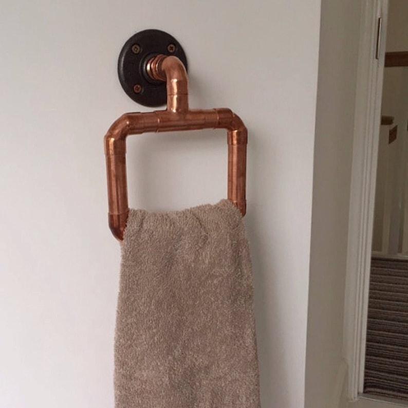 Copper Pipe Hand Towel Rail | Etsy serapportantà Copper Towel Rail