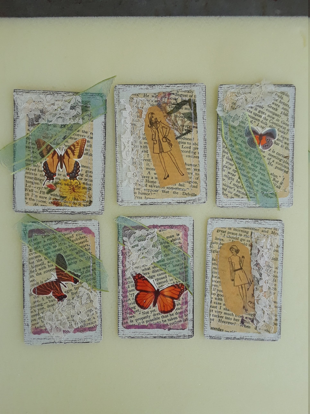 Handmade Junk Journal Pocket Cards Collage With Ribbon And avec Diy Journaling Cards