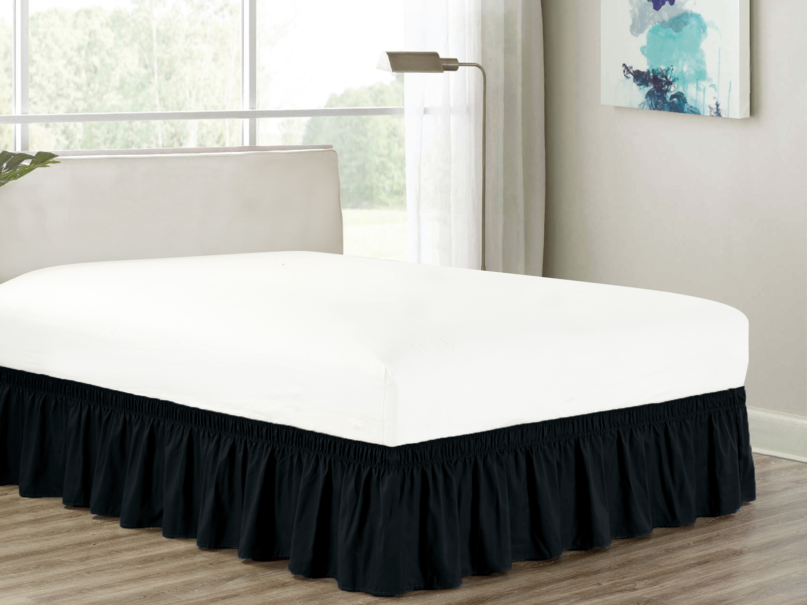 Heavy Duty Elastic Wrap-Around 18&quot; Drop Dust Ruffled Bed serapportantà Wrap Around Bed Skirt