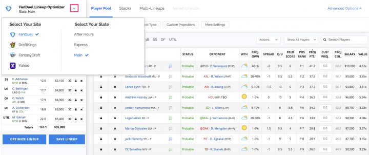 How Do I Create Stacks In The Lineup Optimizer? - Fantasypros avec Lineup Optimizer Mlb