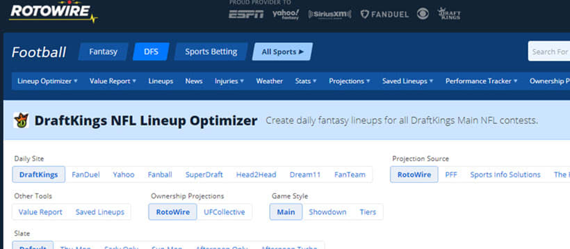 How To Use Our Nfl Dfs Lineup Optimizer destiné Lineup Optimizer