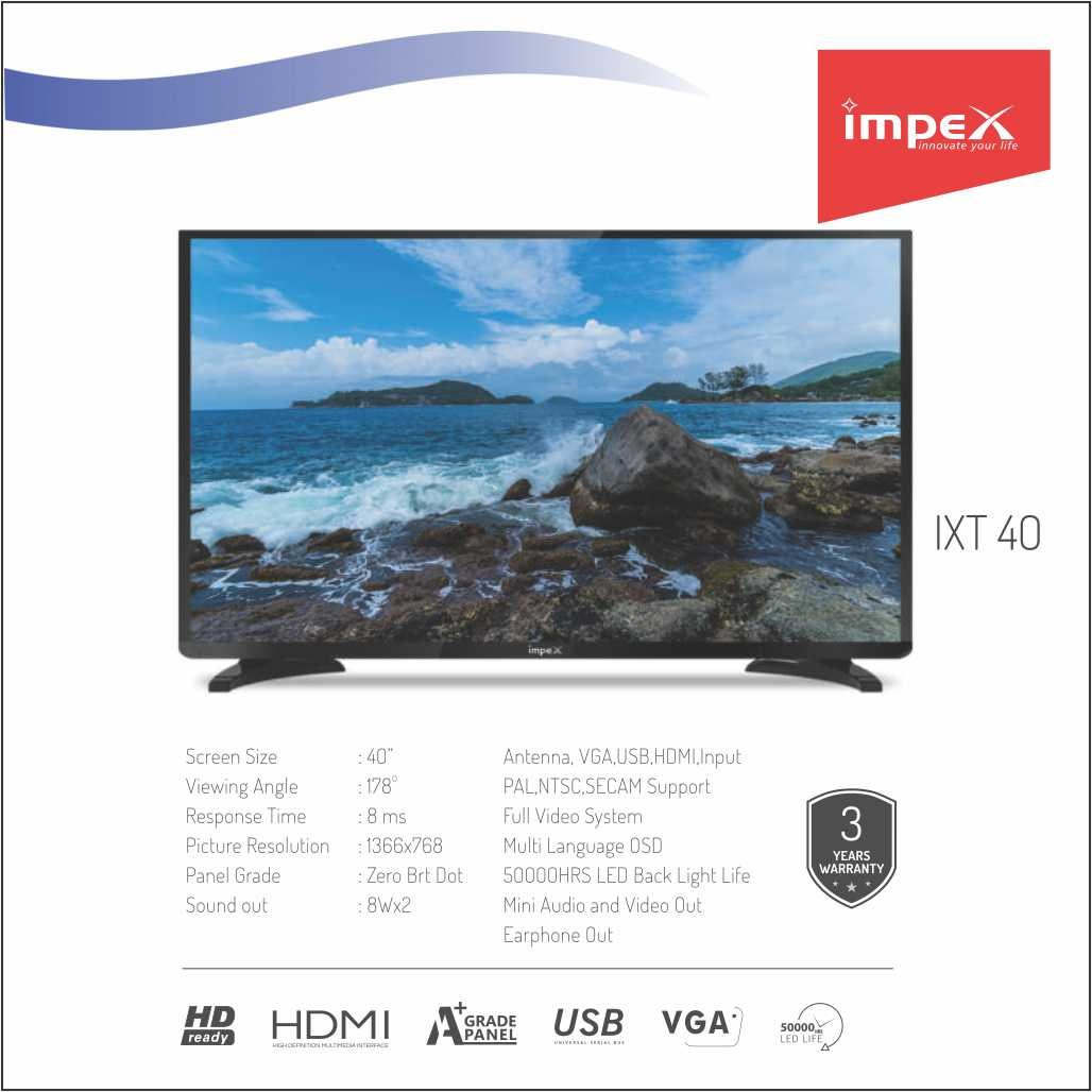 Metal Hd Impex Ixt 40 Inches Television, Warranty: 3 Years dedans Impex Led Tv