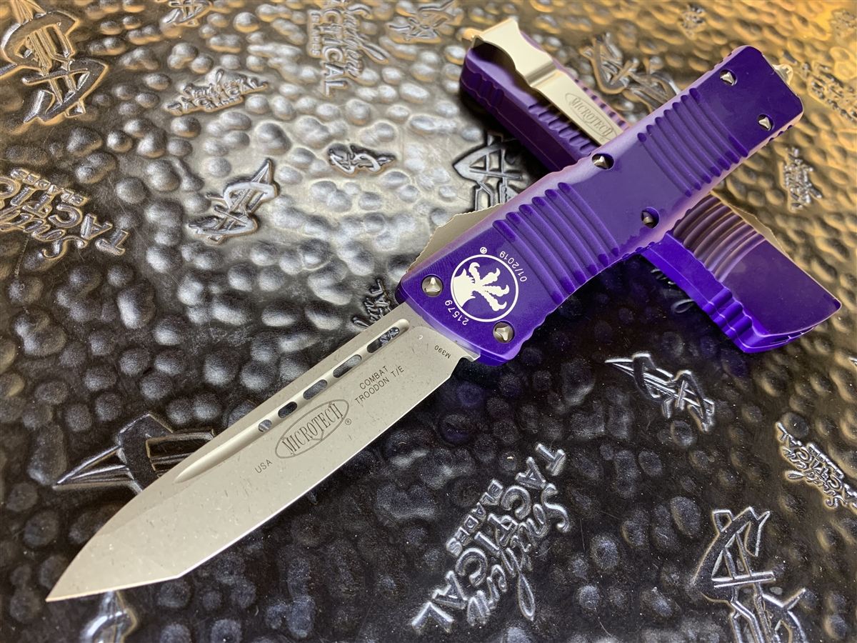 Microtech Combat Troodon Tanto Apocalyptic Standard Purple dedans Microtech Combat Troodon