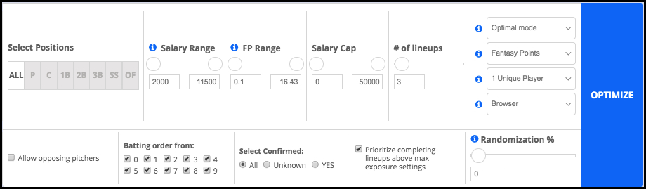 Mlb Dfs Lineup Optimizer - Generate Daily Lineups | Rotoballer encequiconcerne Lineup Optimizer