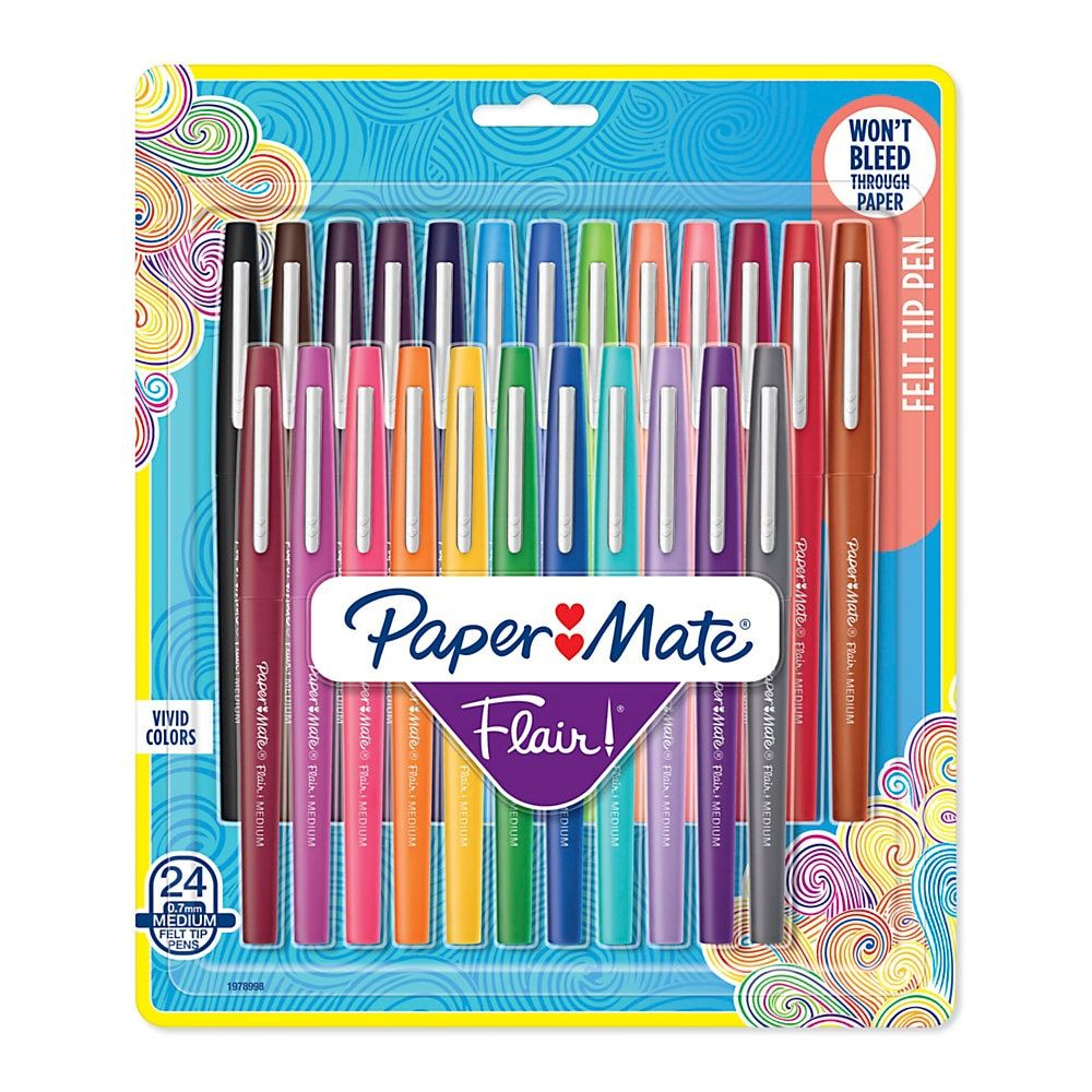 Paper Mate® Flair® Porous-Point Pens, Medium Point, 0.7 Mm avec Papermate Flair Pens